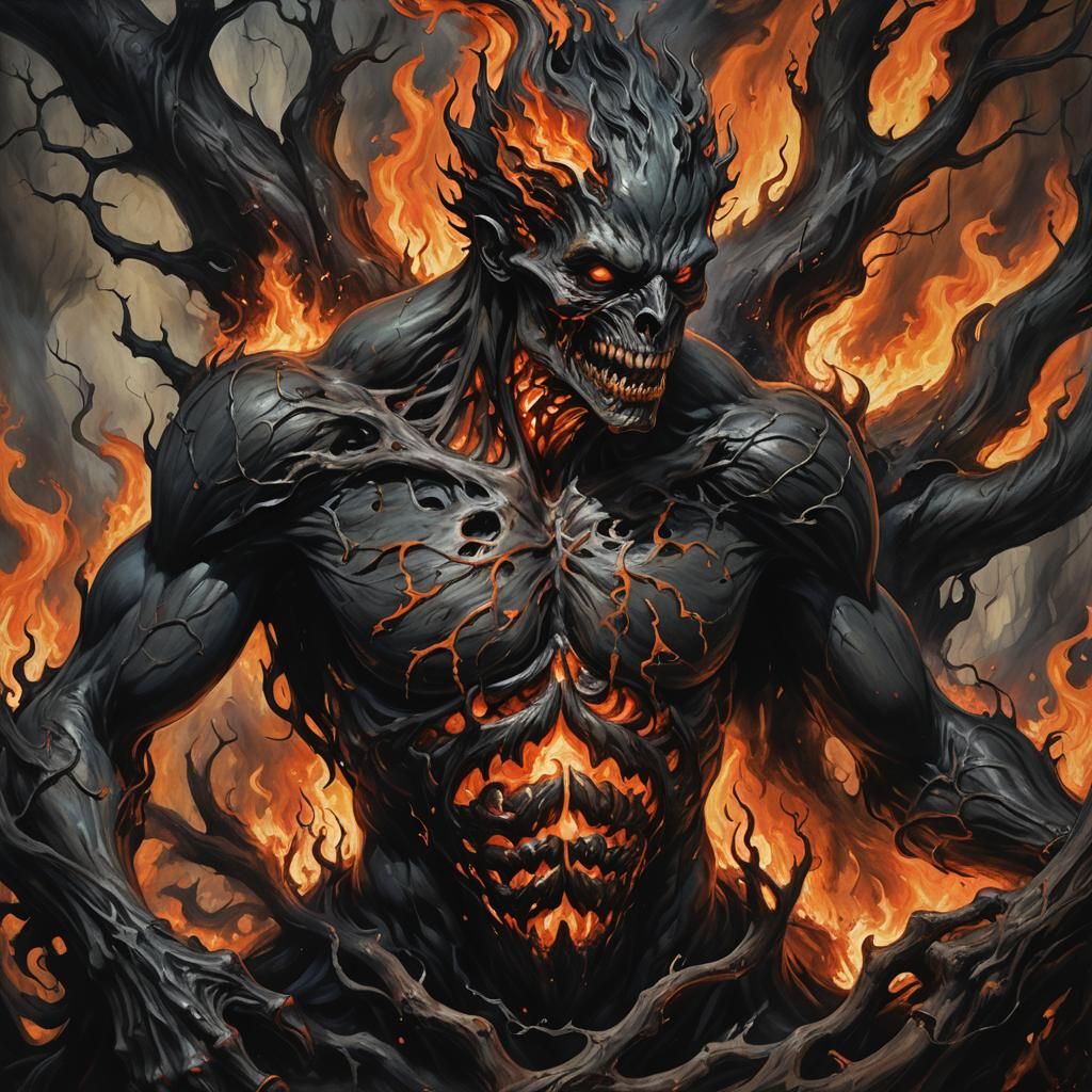 Gothic Horror: Inner Monster Emerges in Oil Painting