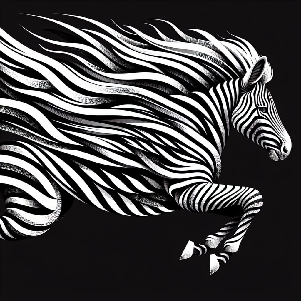Abstract Zebra in Motion: Dynamic Black and White