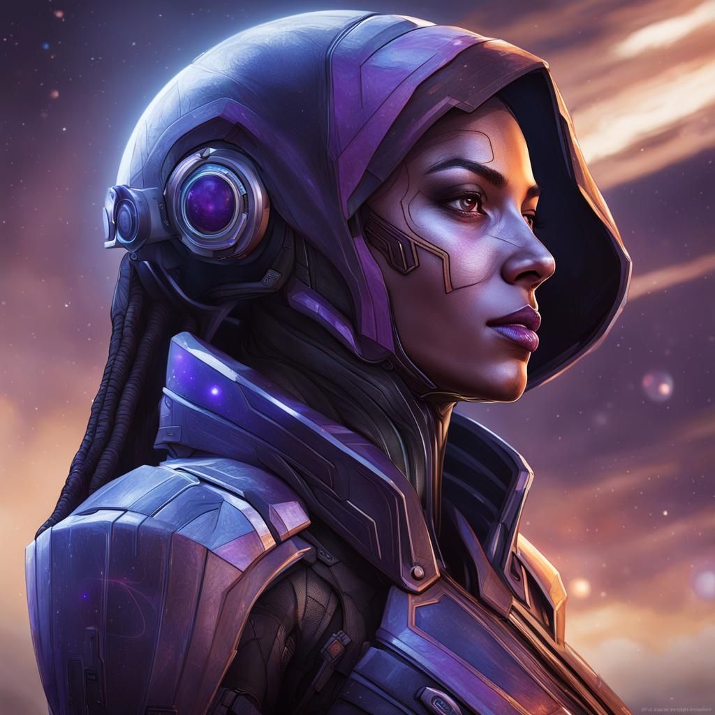Tali'Zorah Portrait in Detailed Concept Art Style