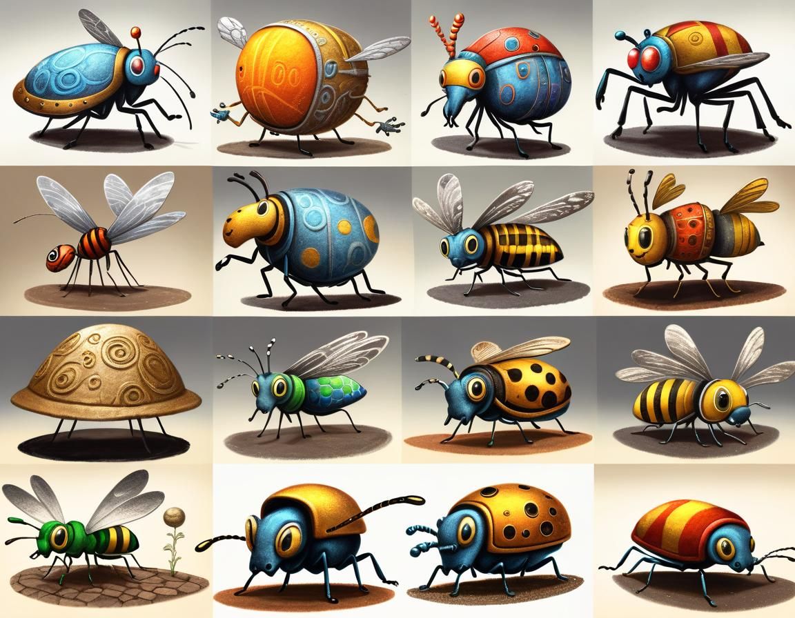 Anthropomorphic Insects Create Chalk Art Portals in 3D