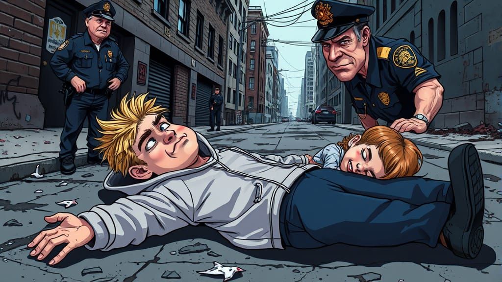 Tragic Scene in Hyperdetailed Caricature Style