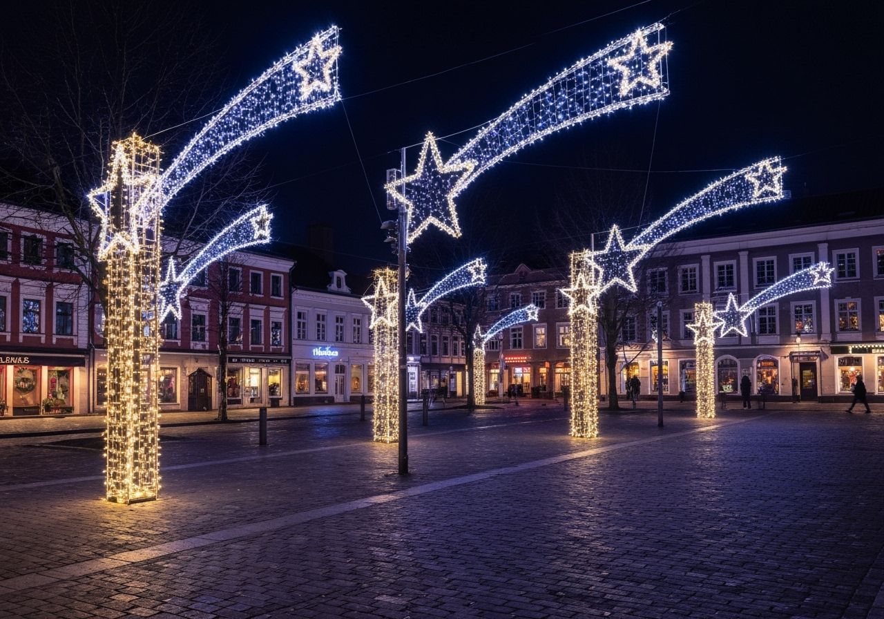 Starfall Night Town Square with Shining Stars