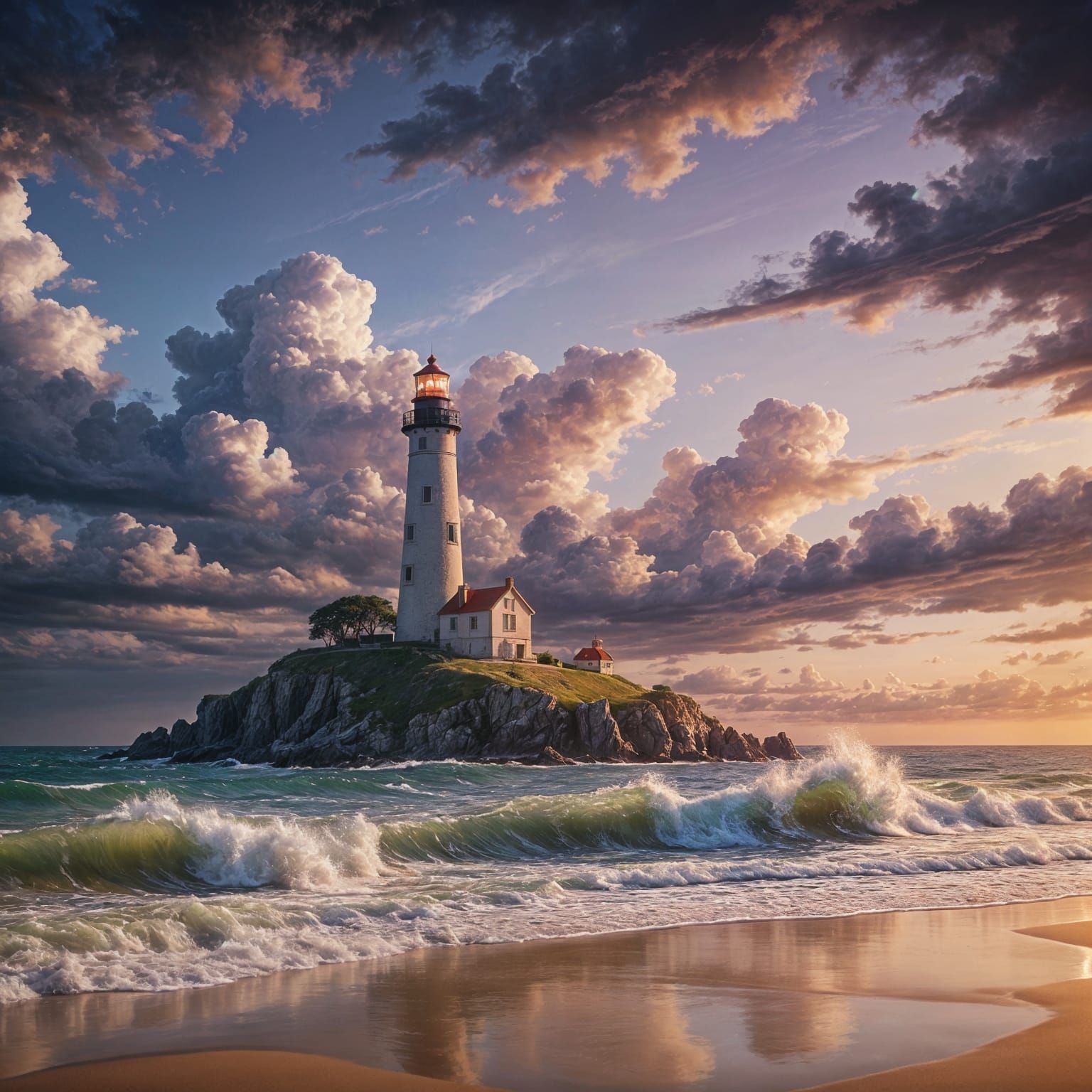 Surreal Lighthouse Portrait with Vivid Colors