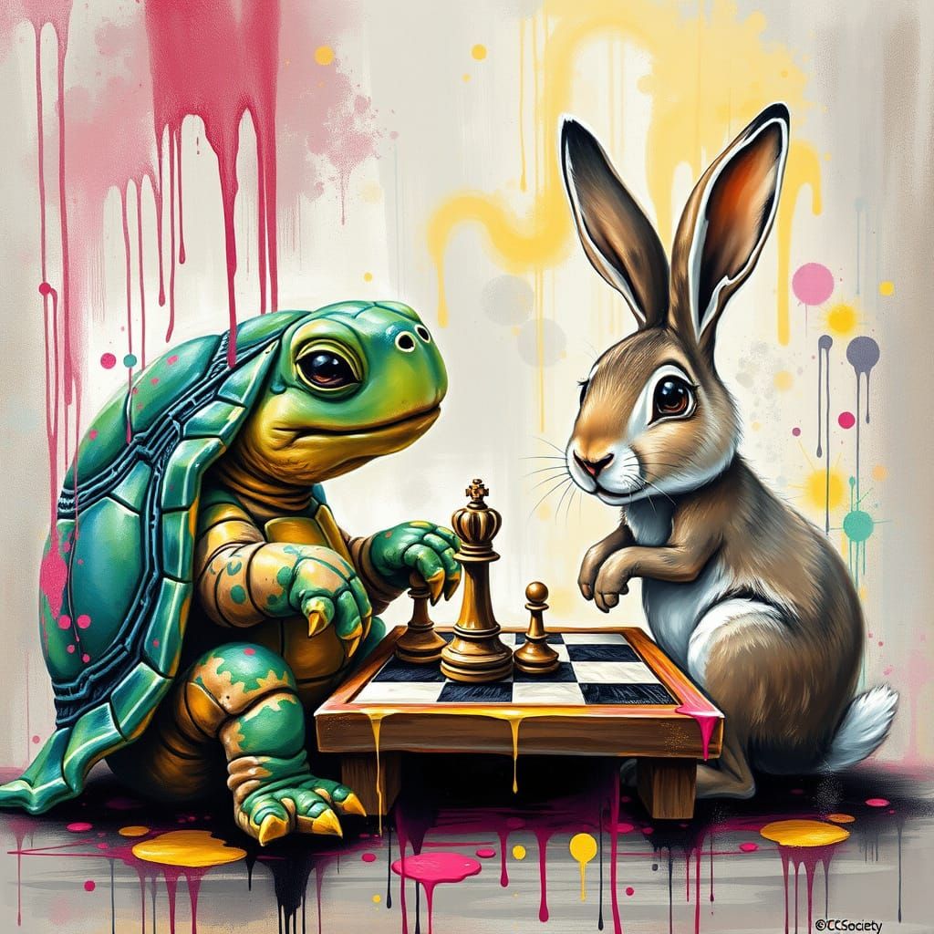 Tortoise and Hare Engage in High Contrast Chess Battle