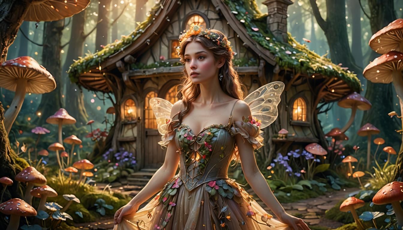 Enchanted Fairy Princess in Magical Forest: Concept Art