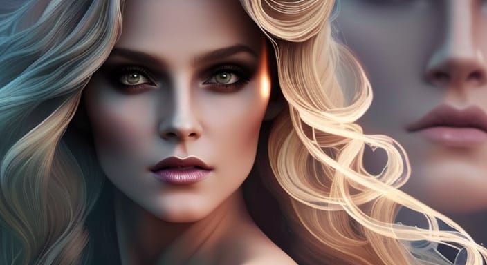 Luminescent Mermaid Goddess Portrait in Digital Art Style