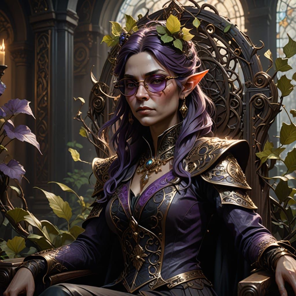 Regal Goblin Queen in Wonka Attire, Set in Dark Fantasy Real...