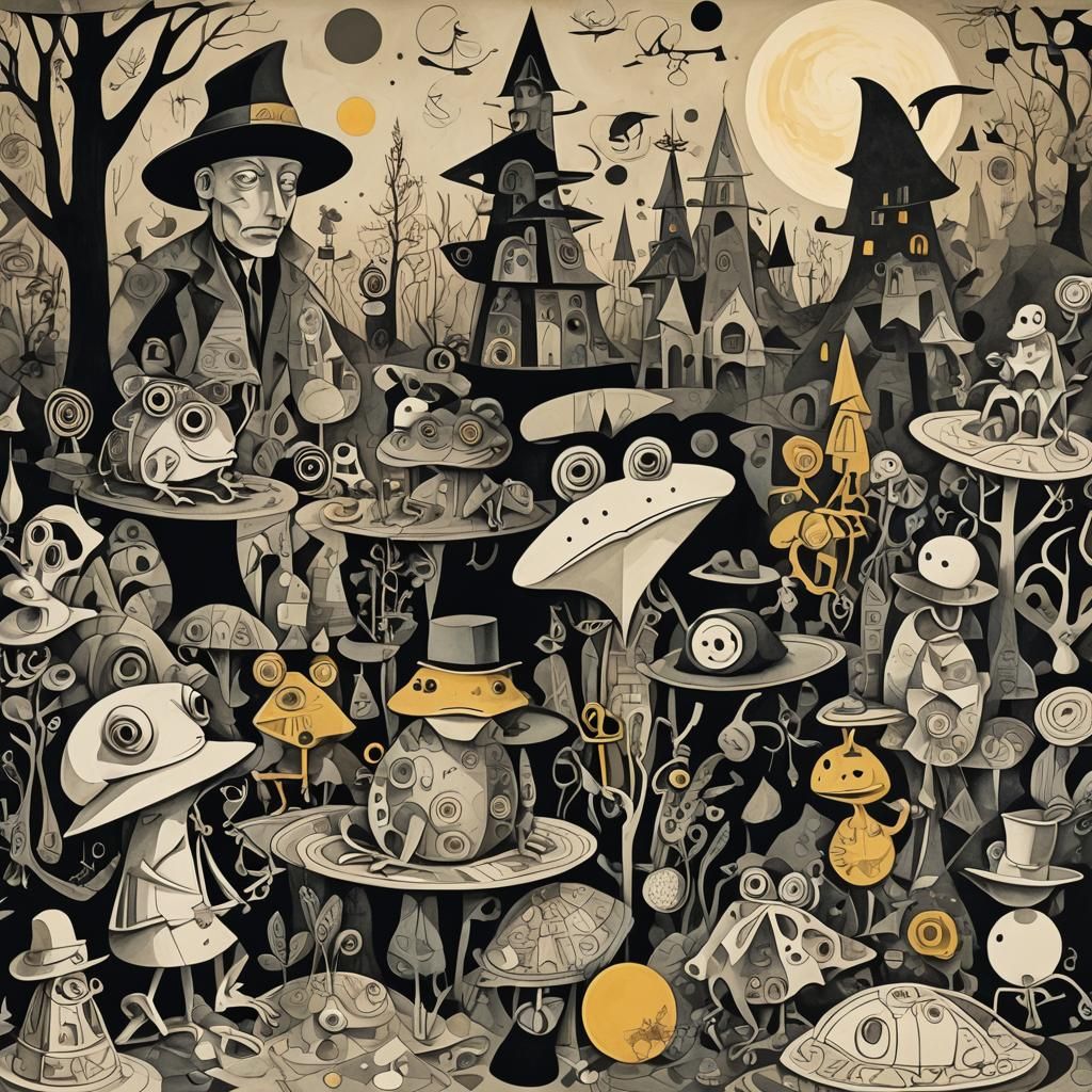 Cubist Frogs and Heart Still Life Inspired by Picasso