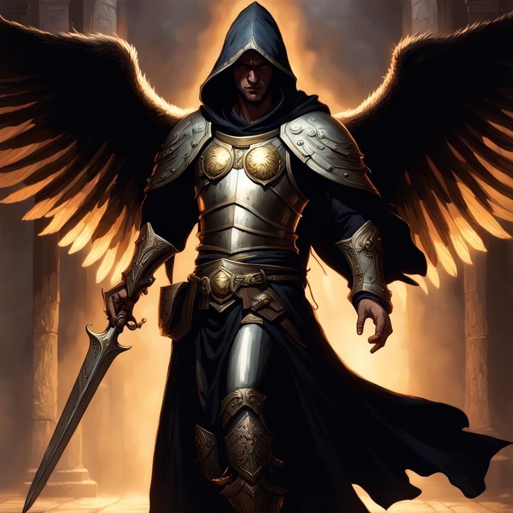 Dark Aasimar Cleric in Hyperdetailed Dark Fantasy Art