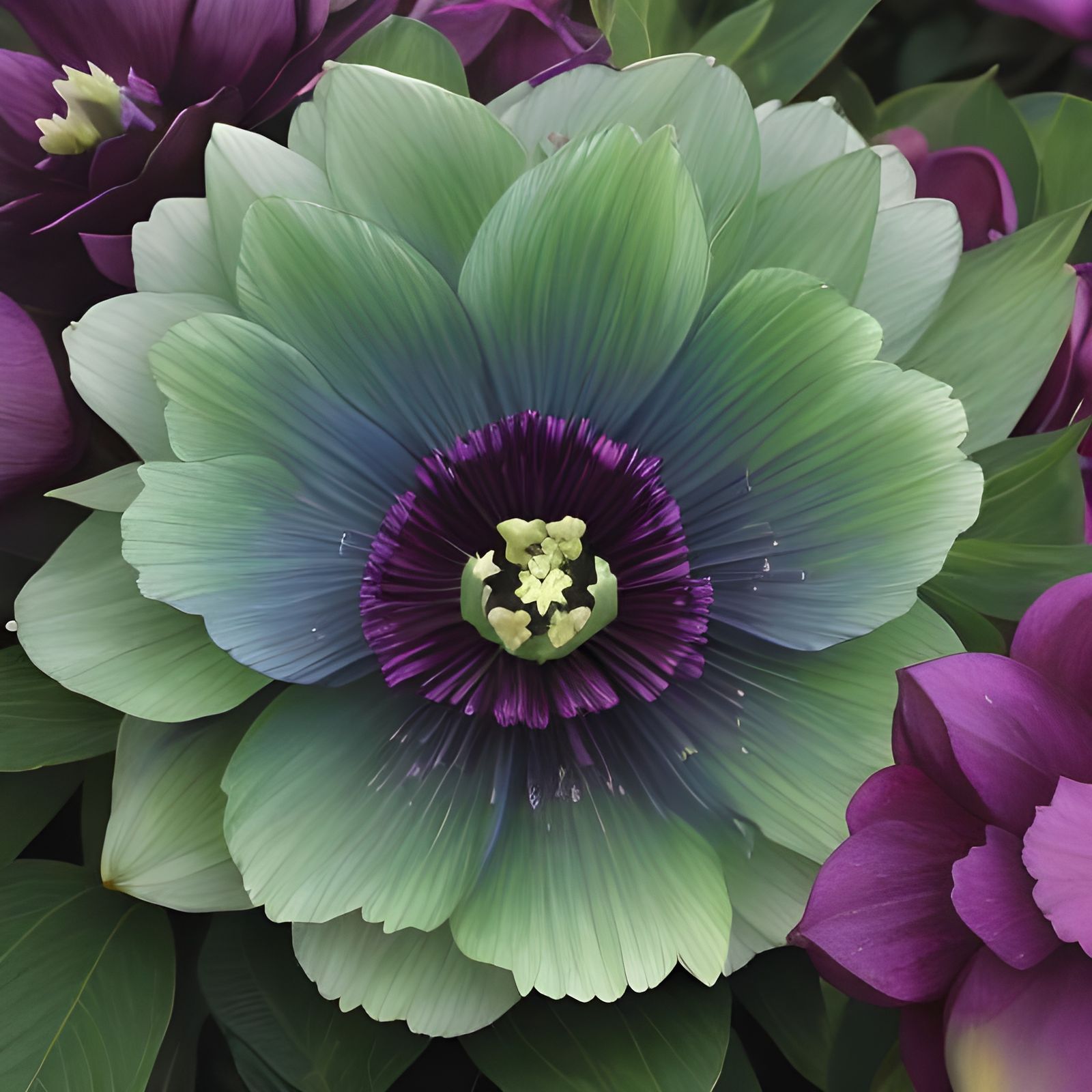 Sparkling Hellebore Flowers in February Garden