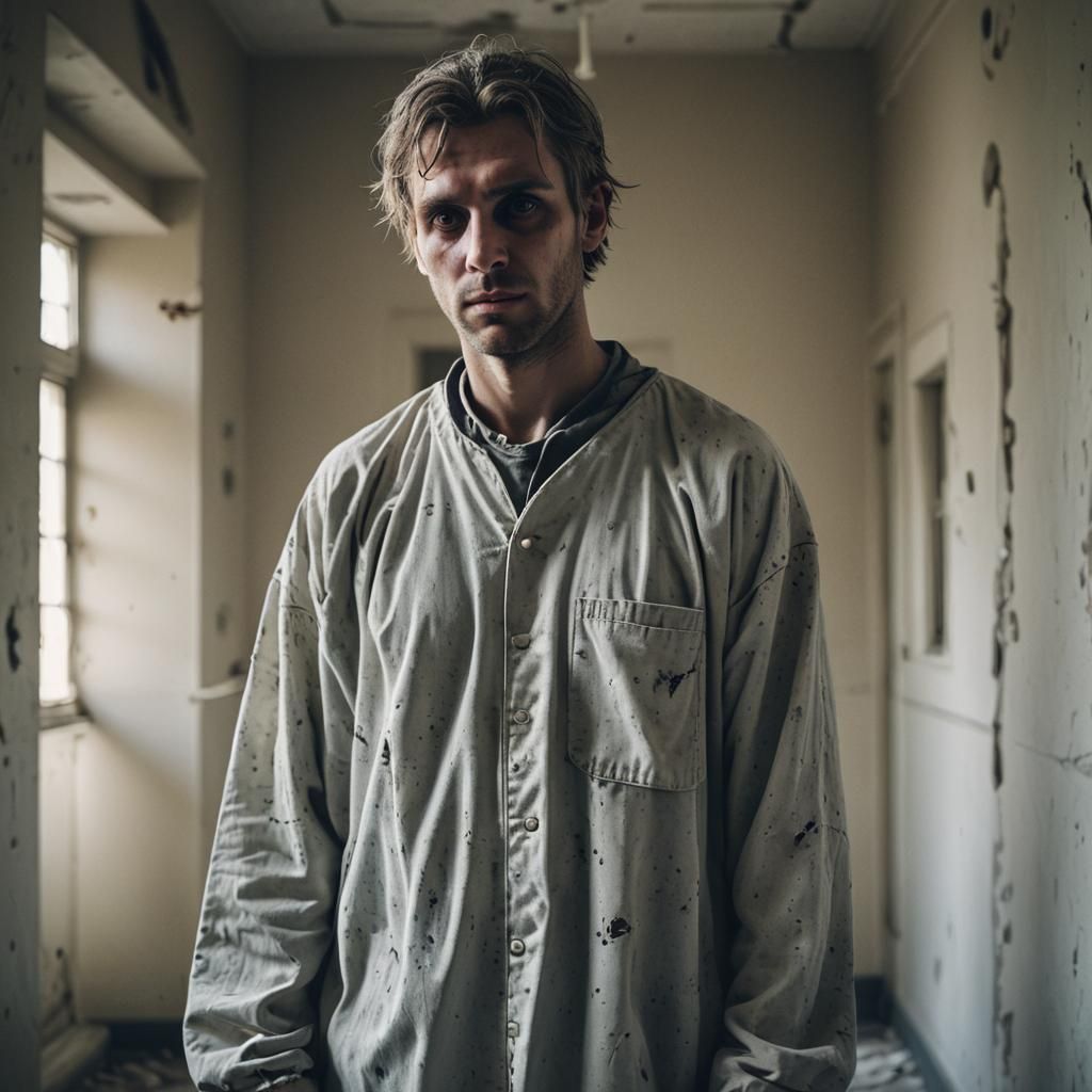 Eerie Ghost in Abandoned Asylum Portrait