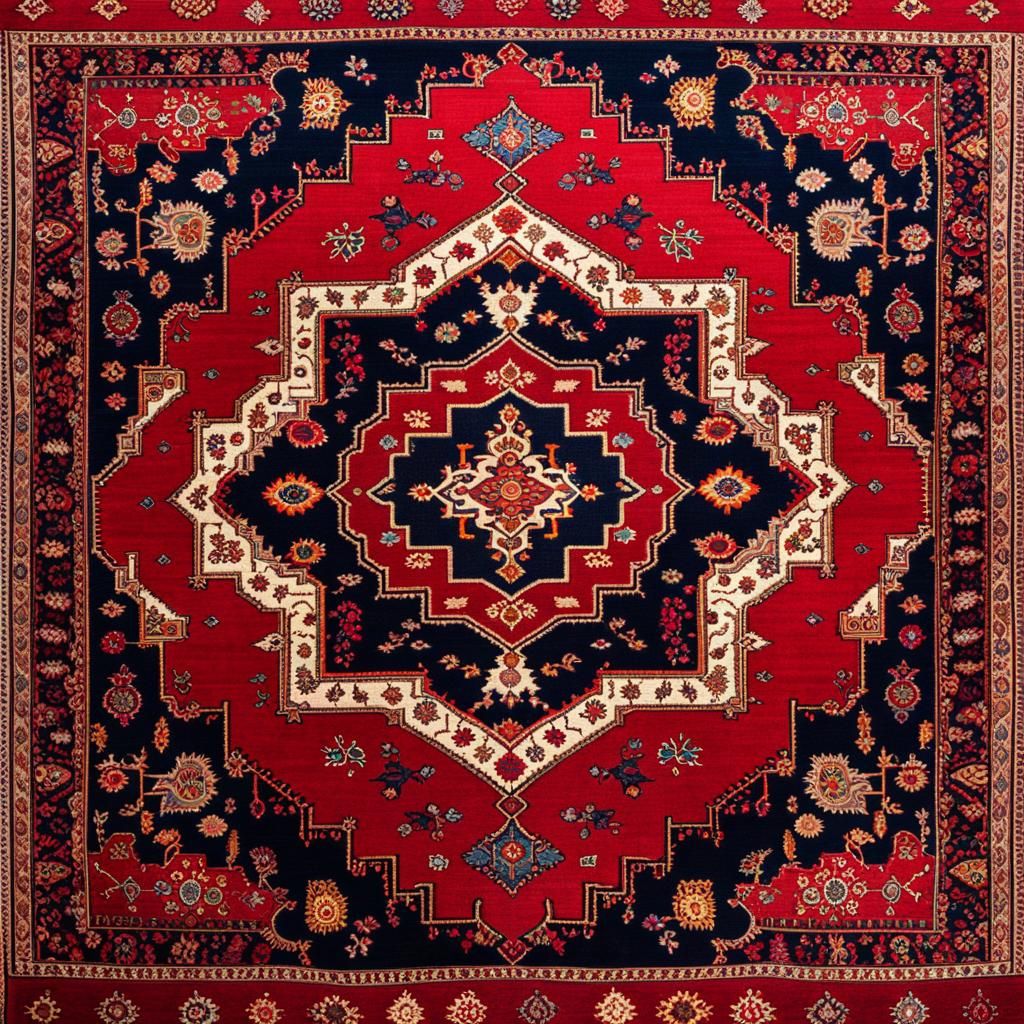 Detailed Photograph of an Ornate Arabic Rug