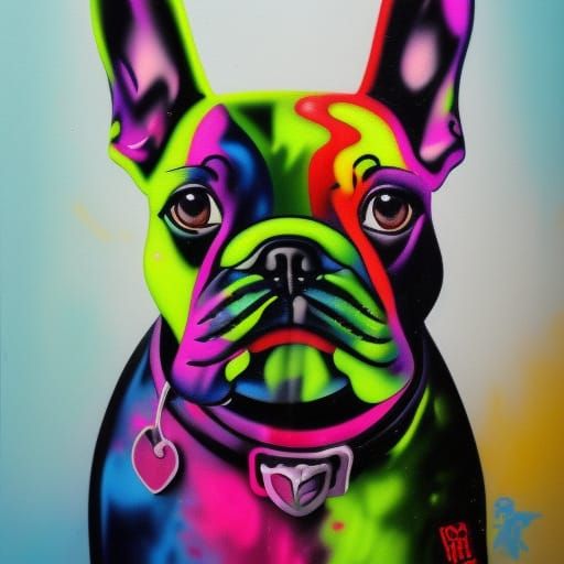 Colorful French Bulldog Graffiti Art