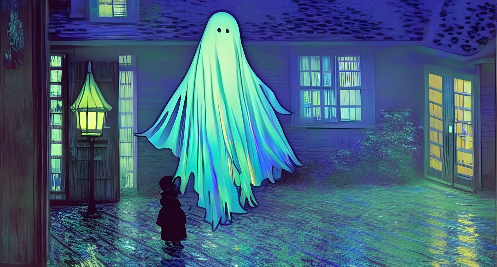 Cute Ghost Lights in Impressionist Style