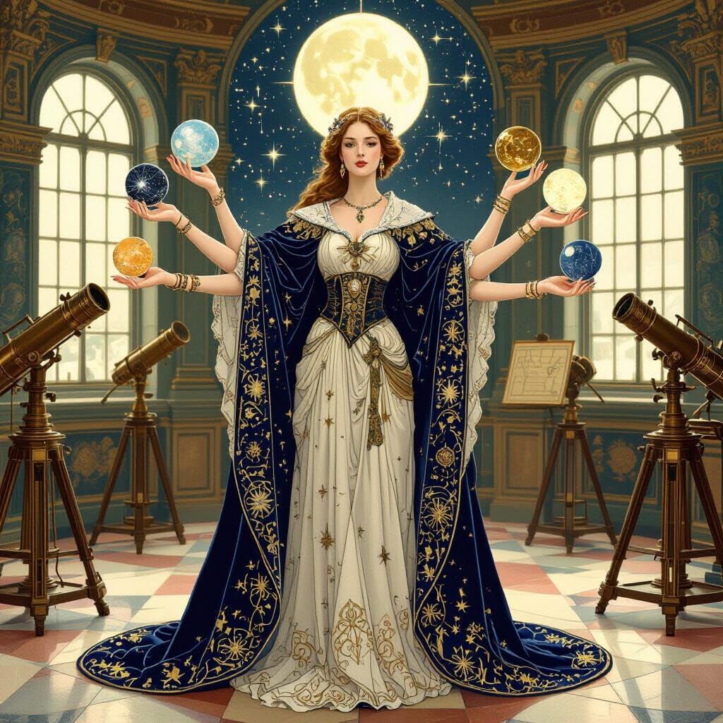 Celestial Woman in Observatory: Ernst Haeckel Style