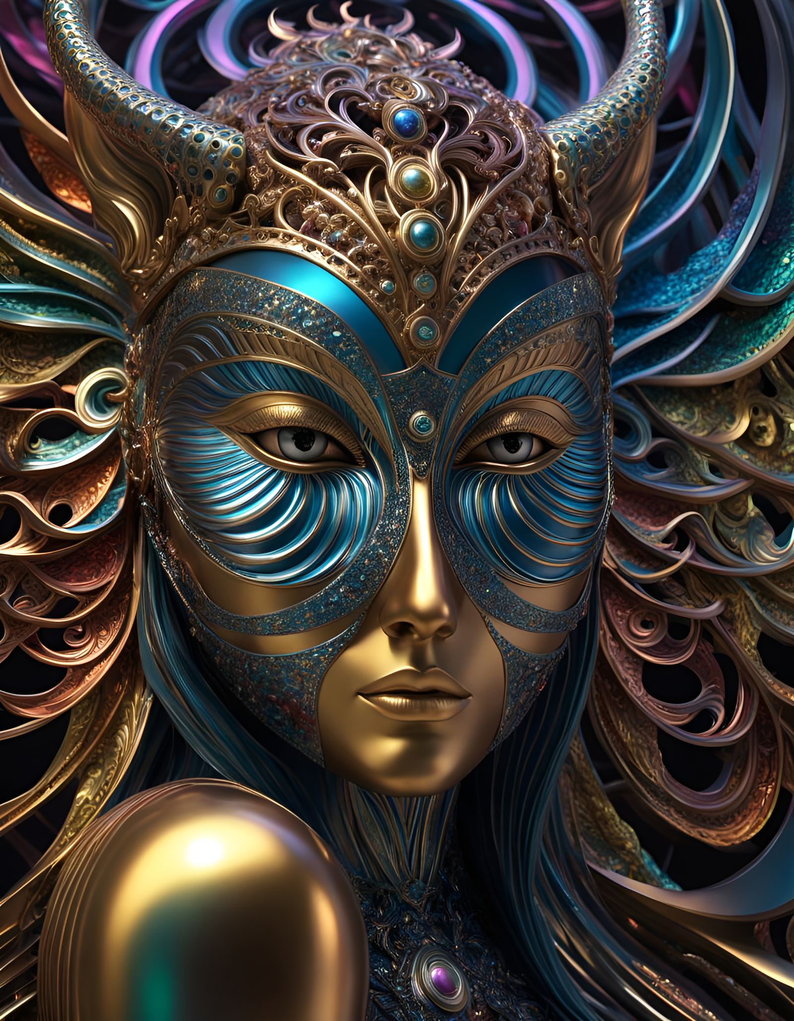 Metallic Fantasy Sculpture with Optical Illusions