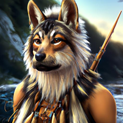 Native American Wolf Teenager by Greg Rutkowski