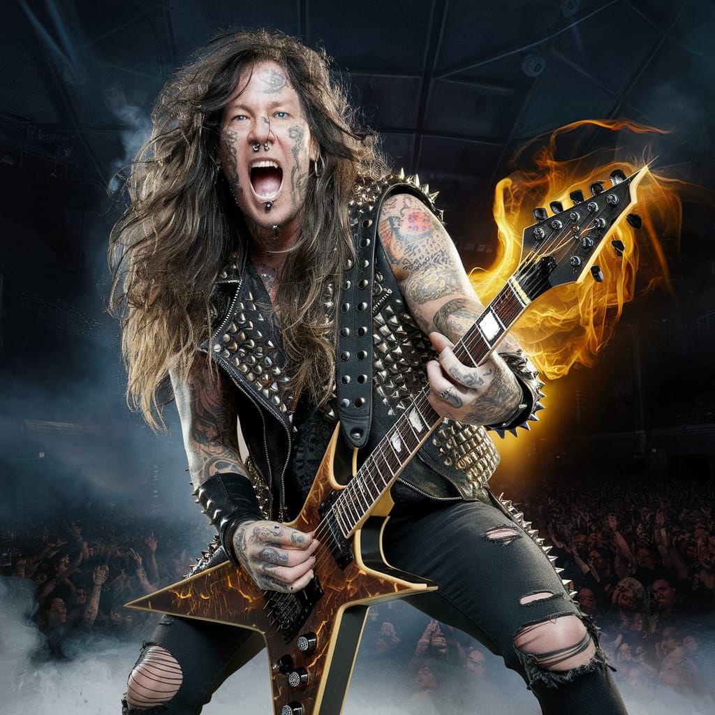 Heavy Metal Guitarist in Concert