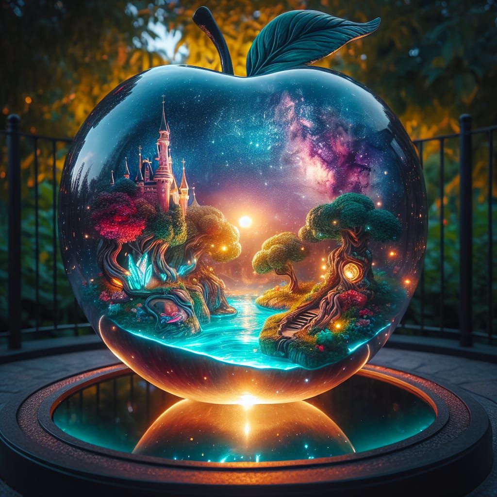 Magical World Inside a Crystal Apple
