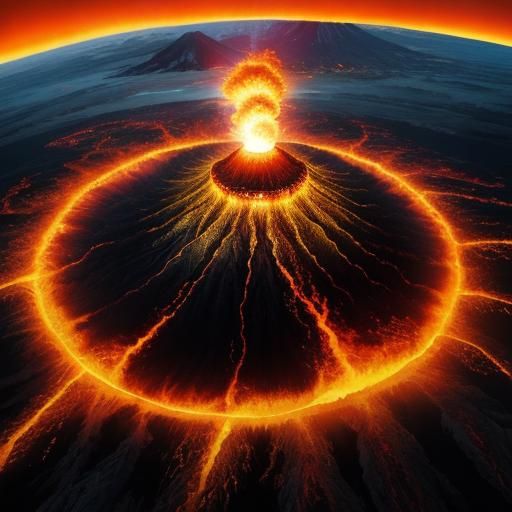 Volcano Eruption Surrounded by Ring of Fire