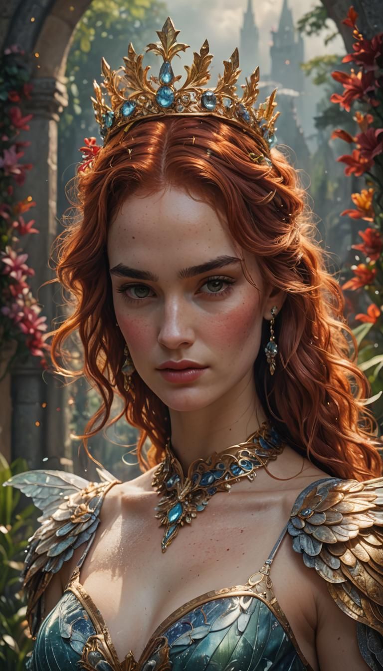 Fae with Magical Crown, Hyperdetailed Fantasy Portrait