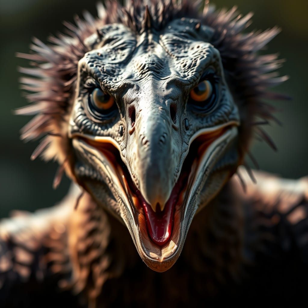 Intense Pterodactyl Snarl in Extreme Close-Up
