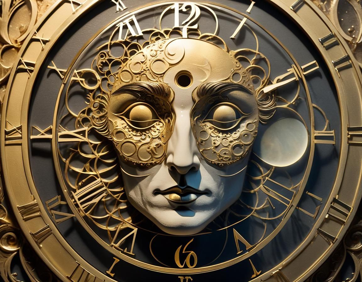 Moon Phase Clock in Surrealist Style