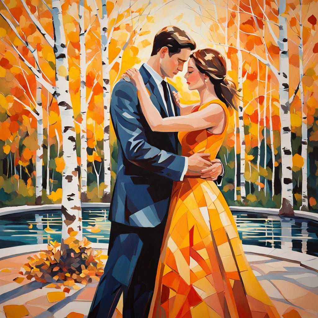 19th Century Count and Countess Embrace in Golden Light