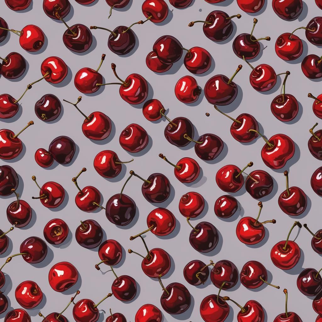 Ripe Red Cherries in Pop Art Style