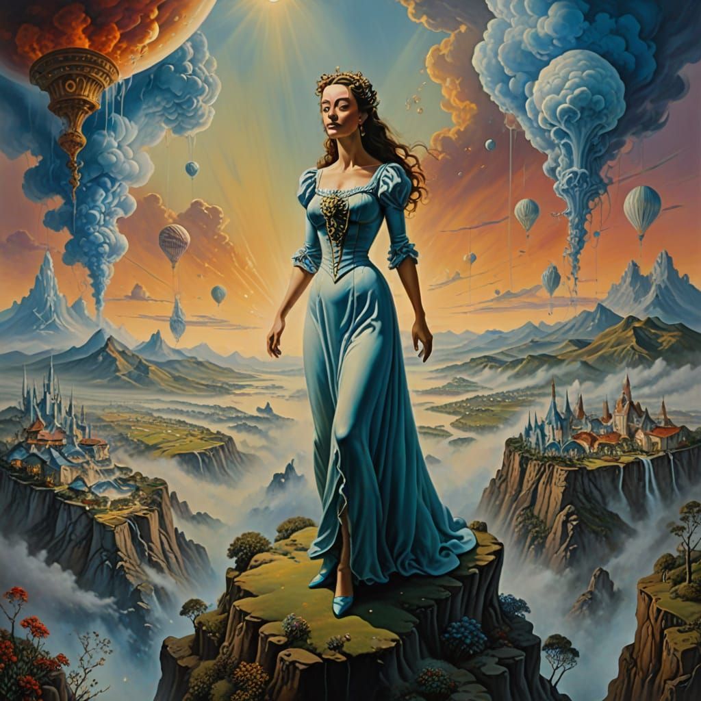 Surreal Giantess Infiltration: A Dali-esque Canvas