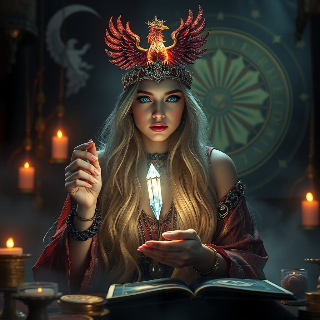 Mystical Tarot Reader with Phoenix Headband