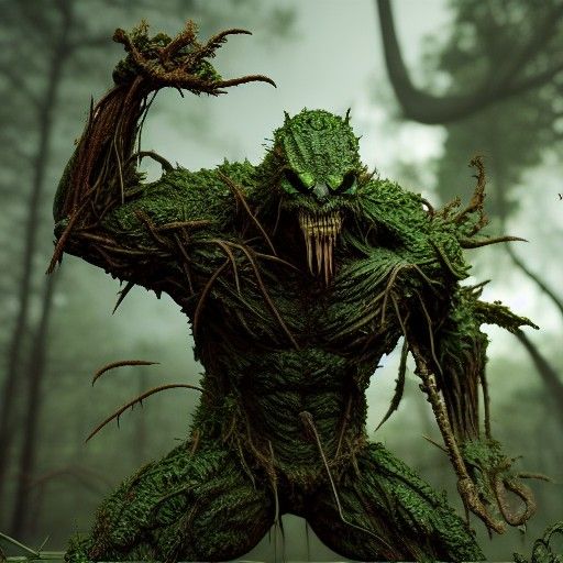 Hyperrealistic Swamp Creature in Biopunk Style