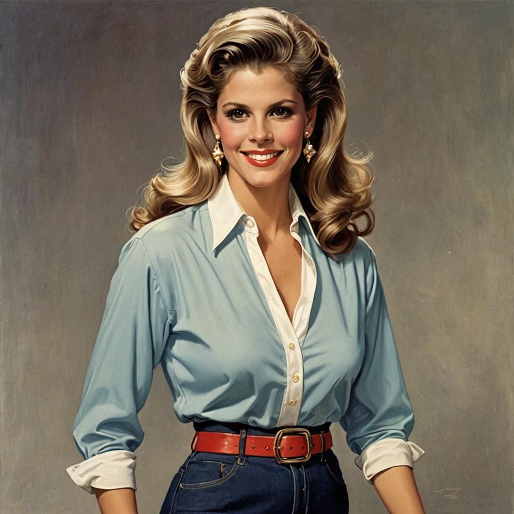 Glamorous 1980s Woman in Pin-Up Style