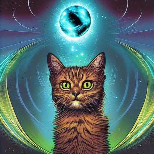 Supernova Cat in Comic Book Style