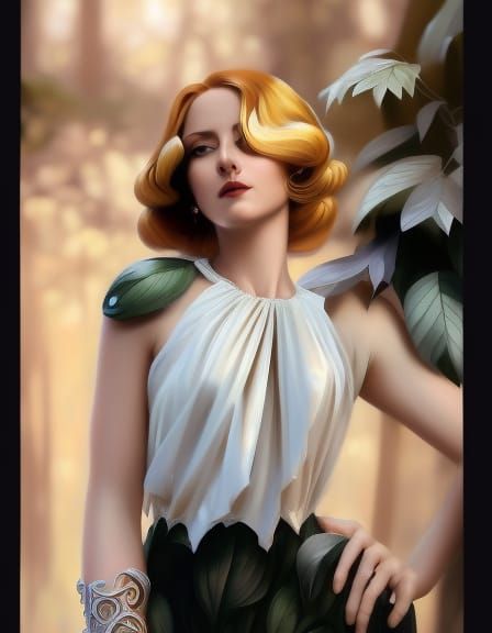 Elegant Italian Maiden in Art Deco Style Portrait