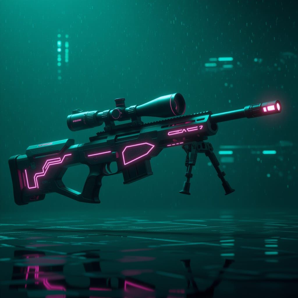 Glowing Sniper Rifle in Futuristic High-Tech Style