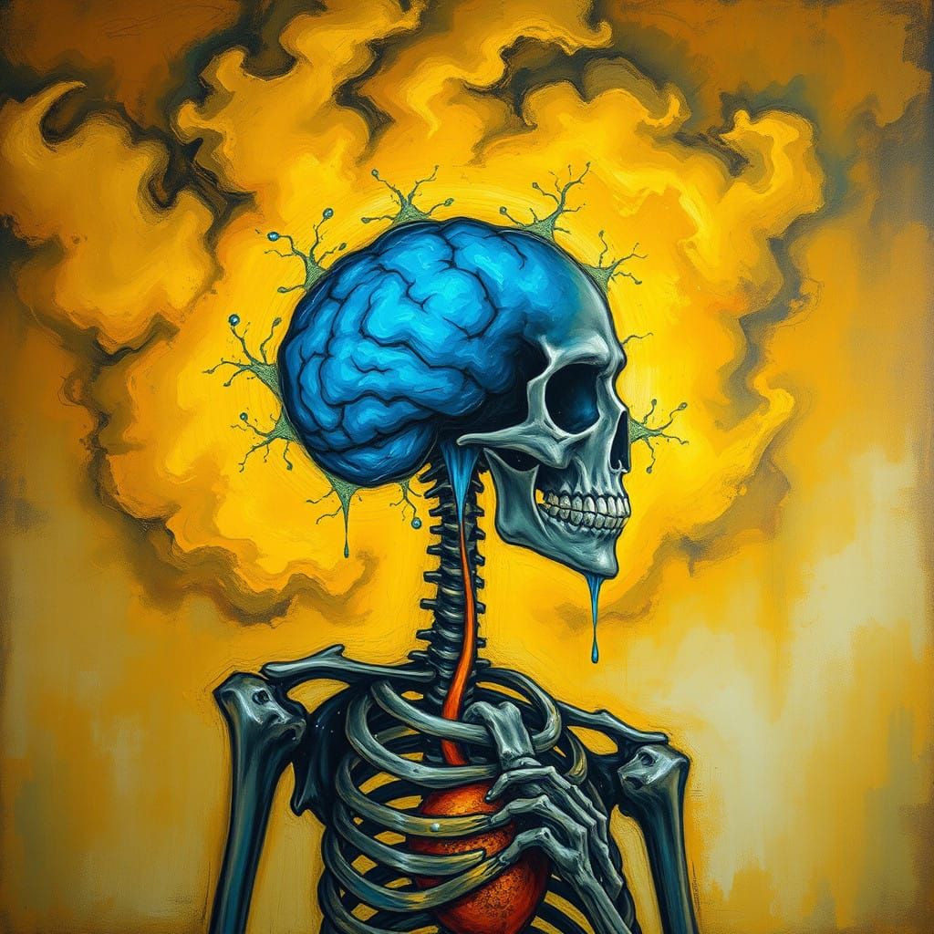 Ethereal Skeleton in Whispers of Intellect and Emotion
