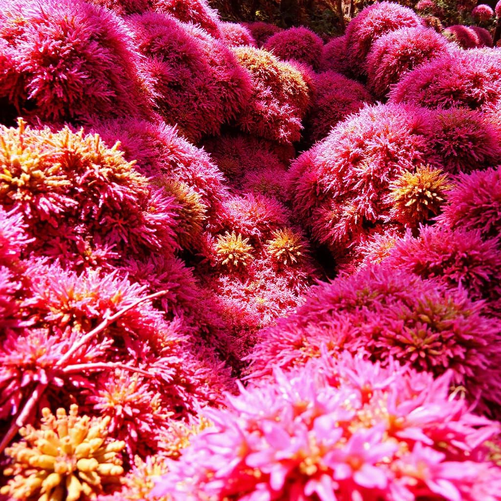 Abstract Surreal Moss in Fuzzy Fuchsia Sunlight