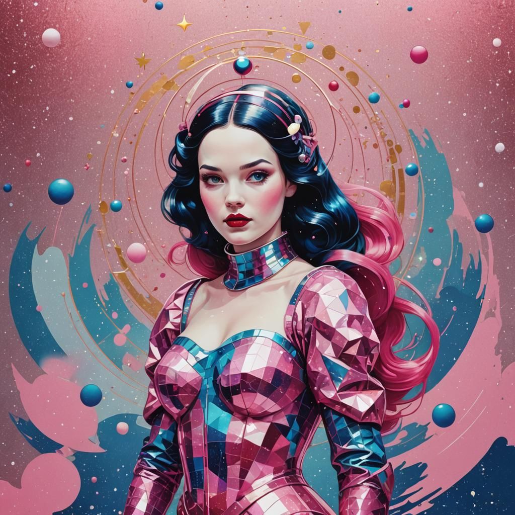 Snow White Space Mermaid in Pop Art Style