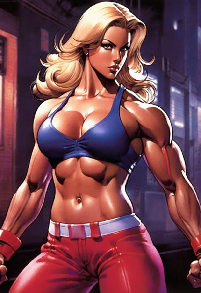 Feminine Bodybuilder as Streets of Rage Character