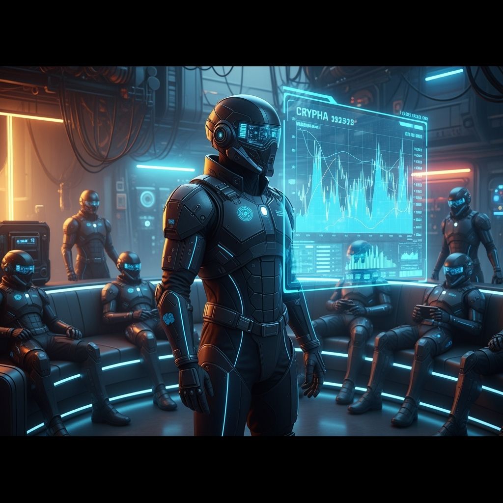 Sci-Fi Soldier Watches Crypto in Dystopian Future