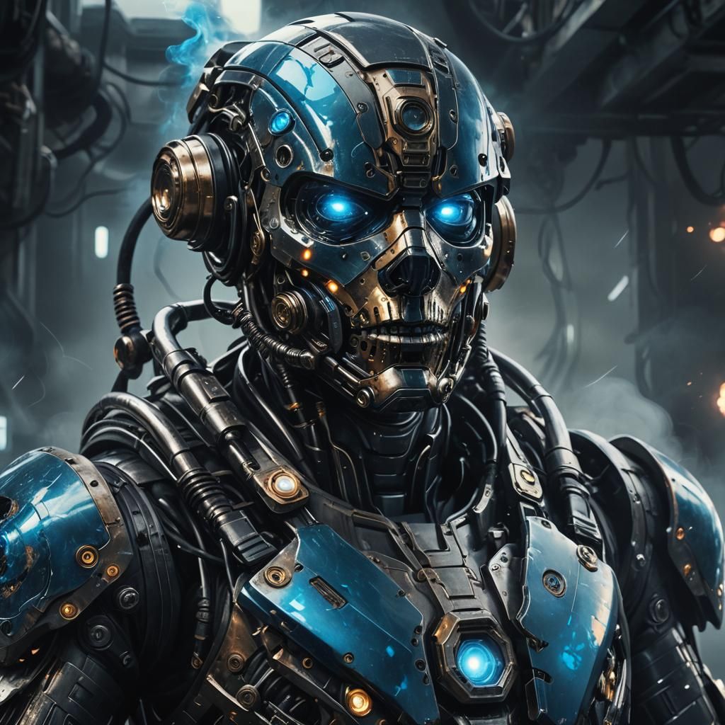 Futuristic Soldier in Biomechanical Suit: Digital Art