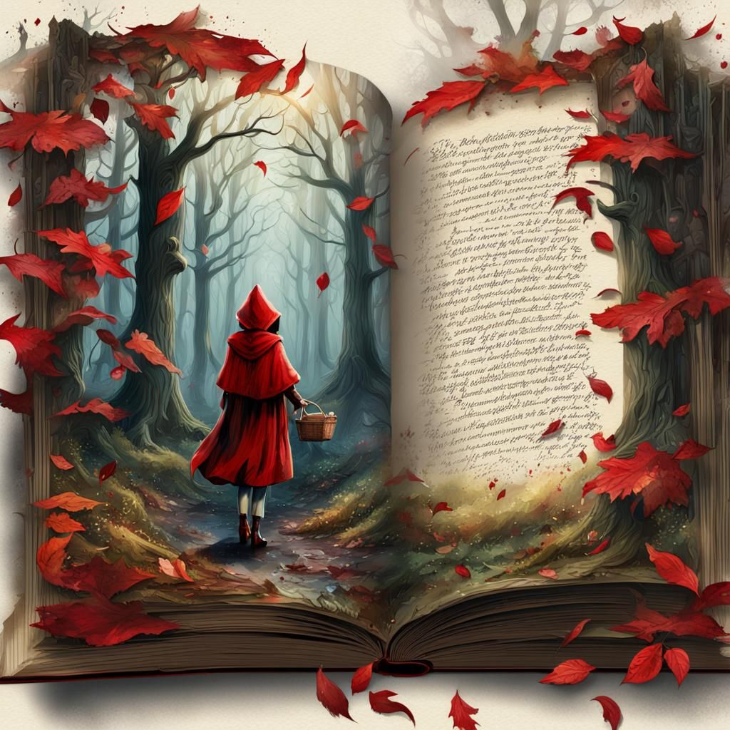 Little Red Riding Hood Fairytale in Watercolor