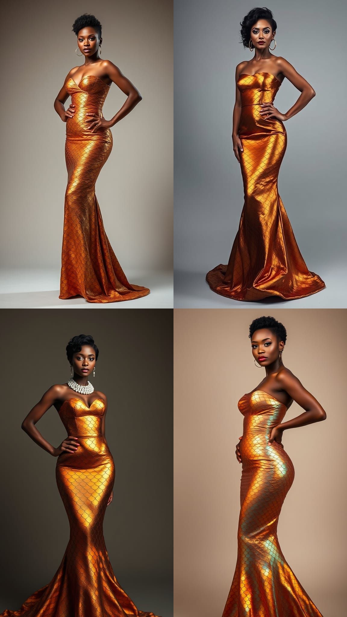 Elegant Woman in Iridescent Mermaid Gown Portrait