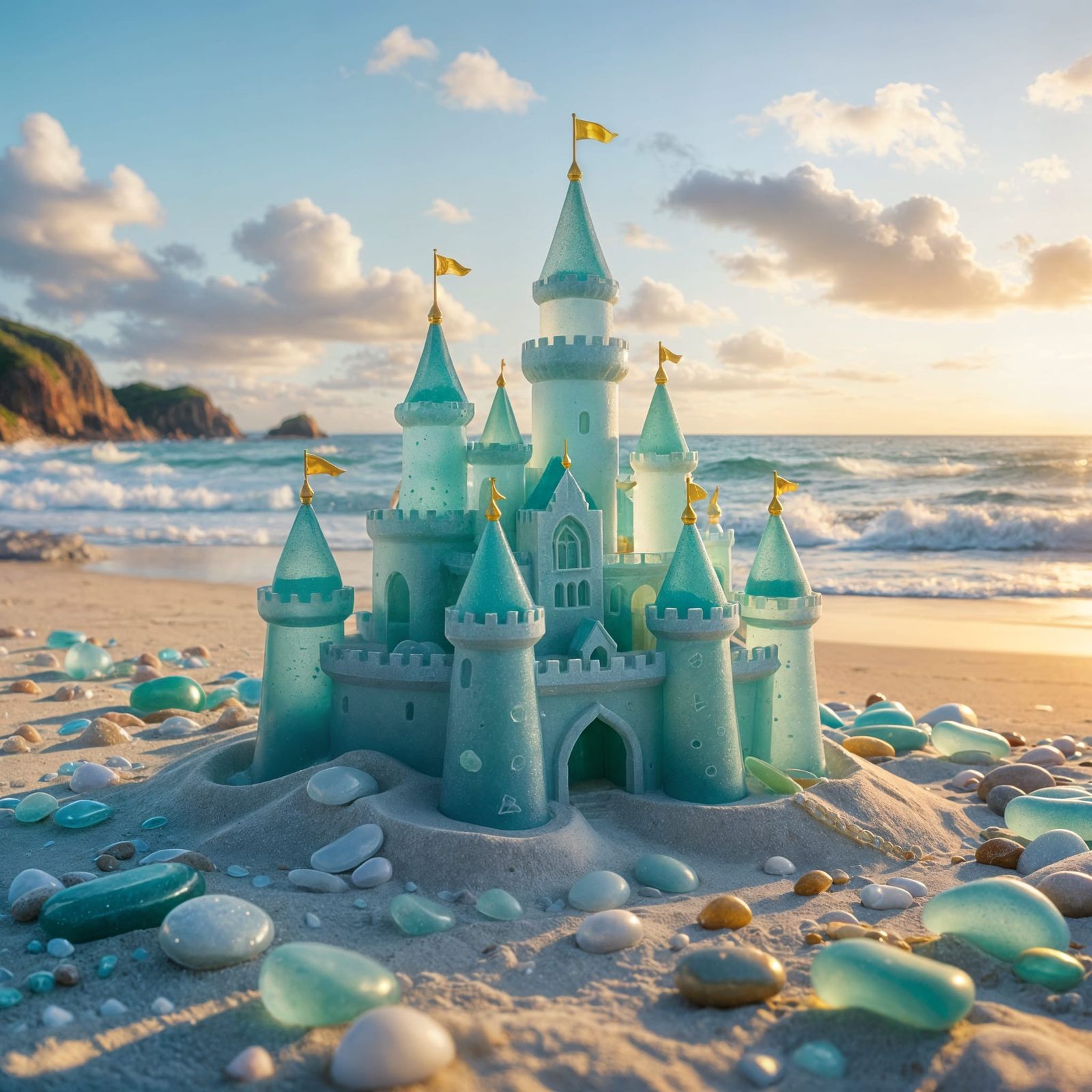 Sea glass sand castle.