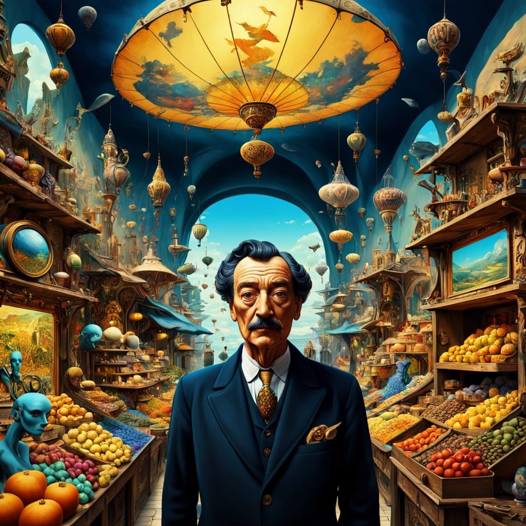 Surreal Portrait of Mr. Lovegrove in Crowded Market