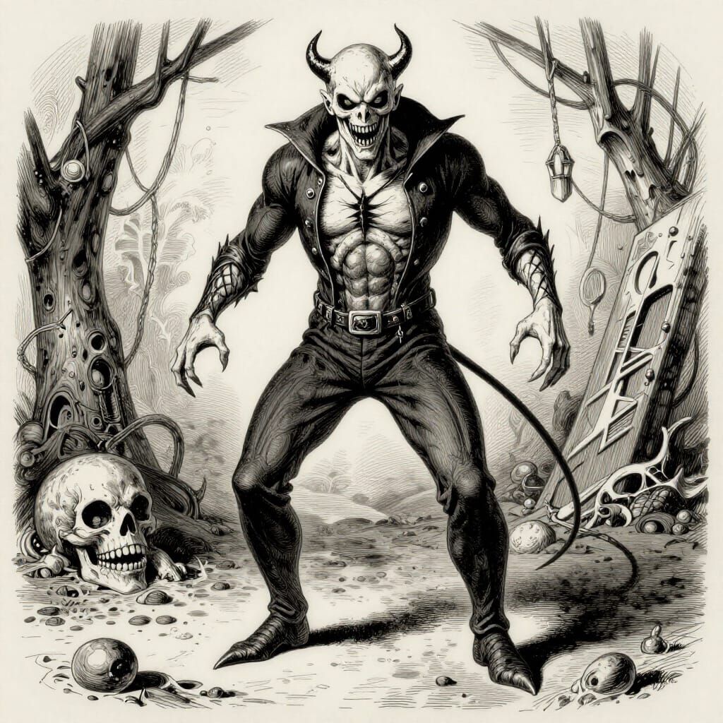 Horror Pants with Teeth in Gustave Doré Style