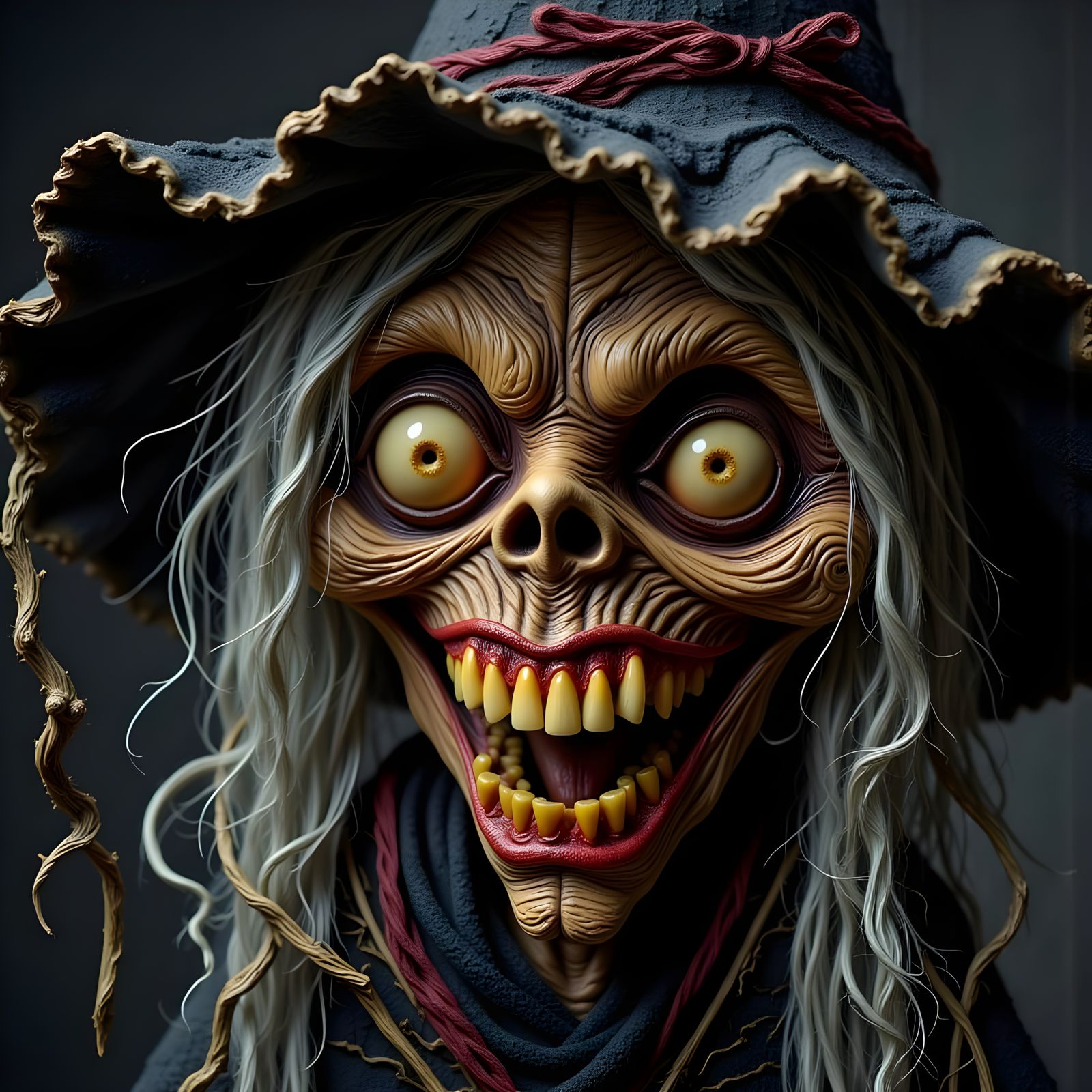 Elderly Witch Doll in Impasto Style