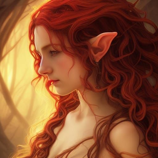 Tolkien Elf Healer Portrait in Art Nouveau Style