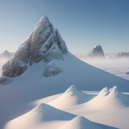 A misty cold dessert with sand dunes.